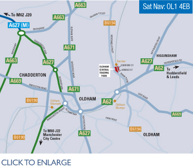 Oldham Central Location Map